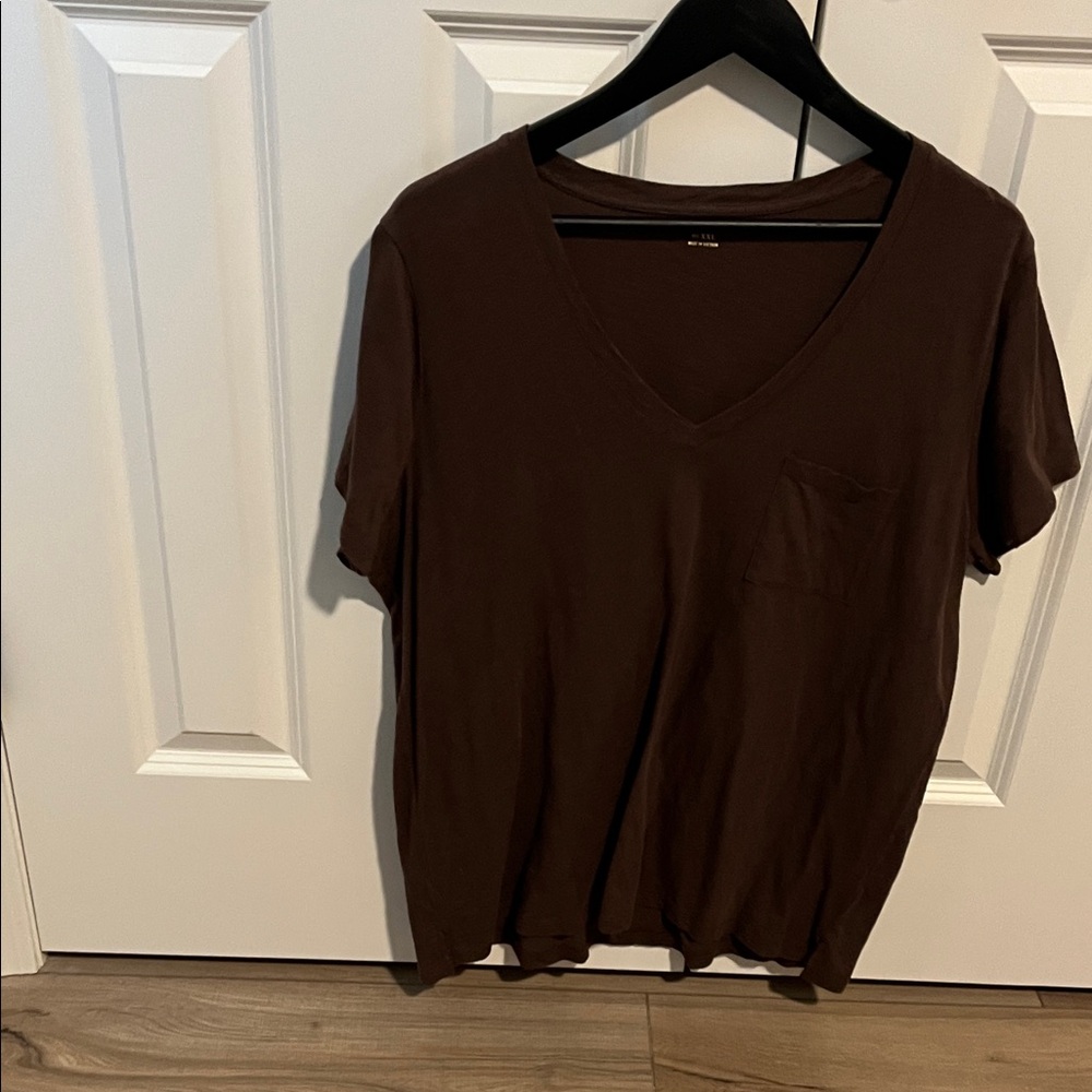 Madewell Chocolate Brown V Neck Tee